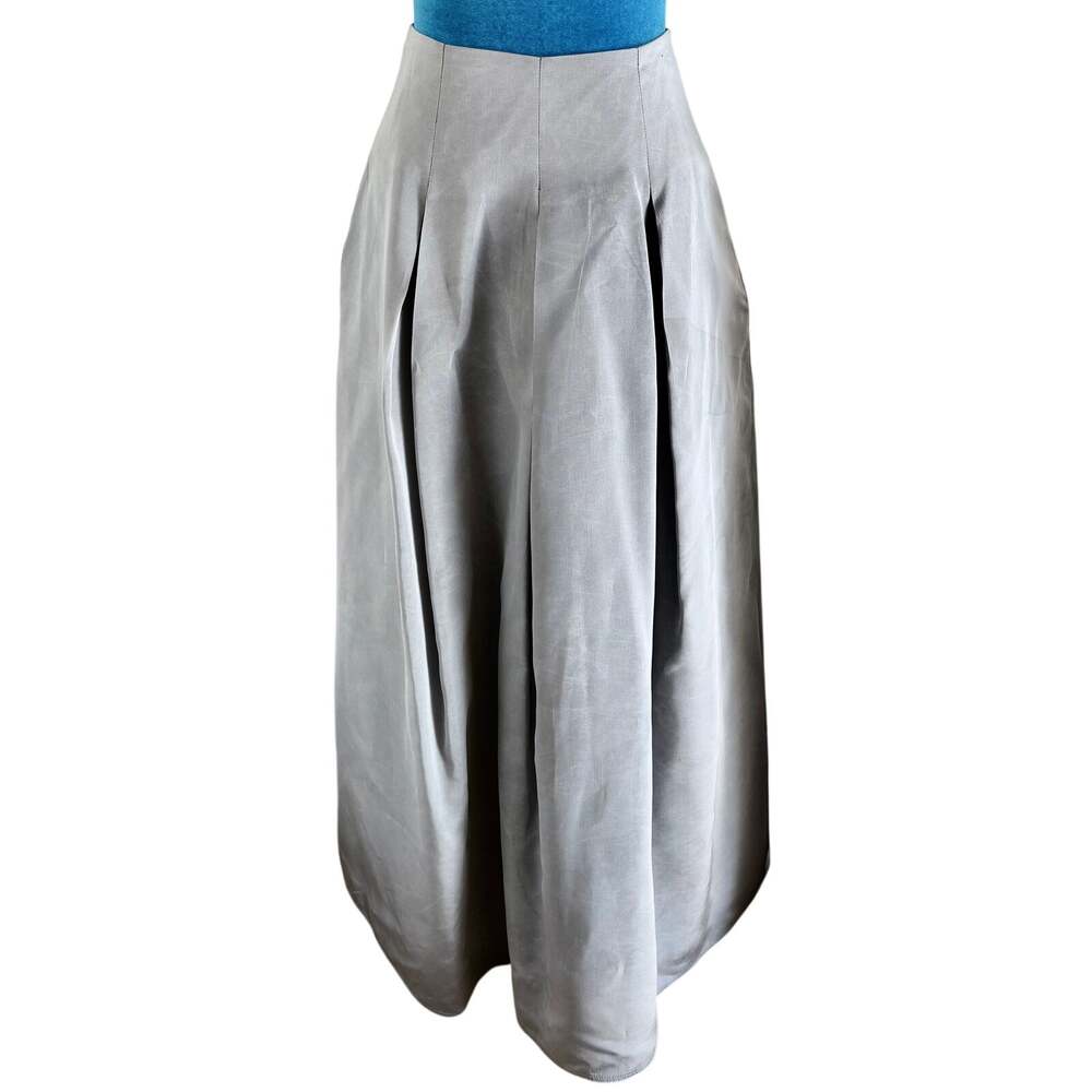 Vintage Y2K Cache Silver Grey Taffeta Maxi Full Skirt Balletcore Glam Retro